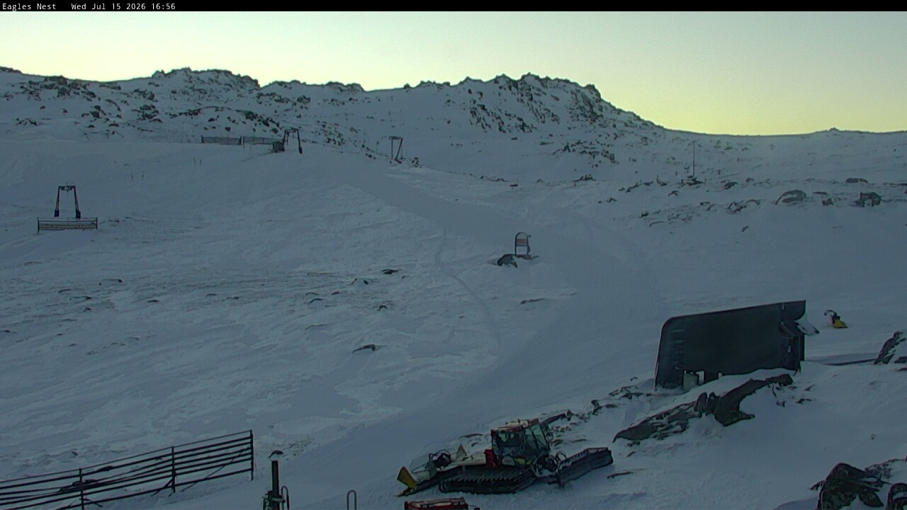Thredbo Kosciuszko Walking Track snow cam captured at 15 July 2026 at 4:56 pm AEST