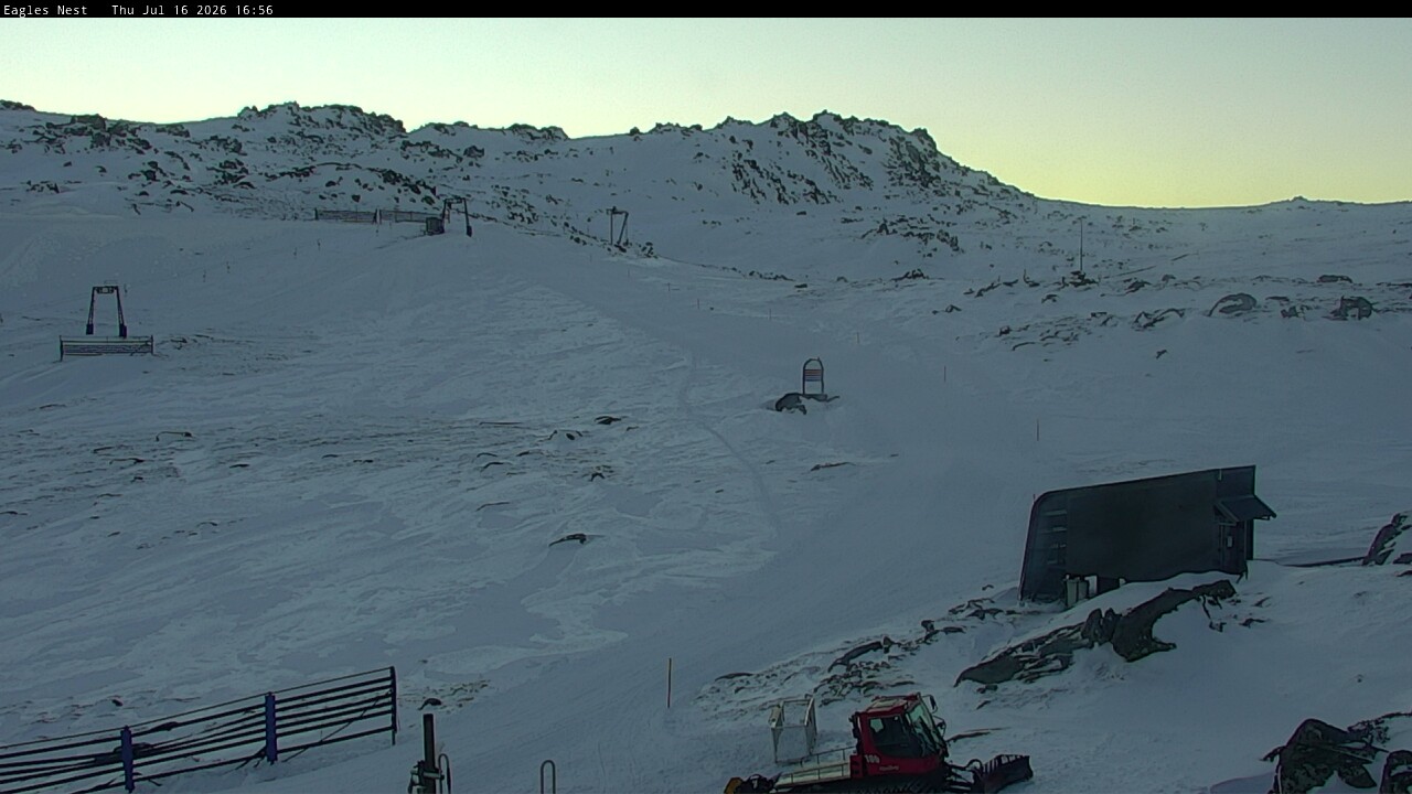 Thredbo Kosciuszko Walking Track snow cam captured at 16 July 2026 at 4:57 pm AEST
