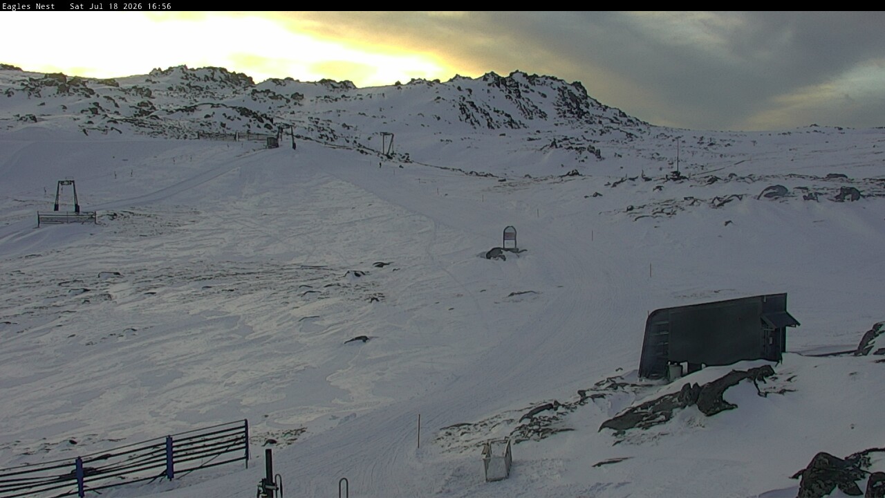 Thredbo Kosciuszko Walking Track snow cam captured at 18 July 2026 at 4:59 pm AEST