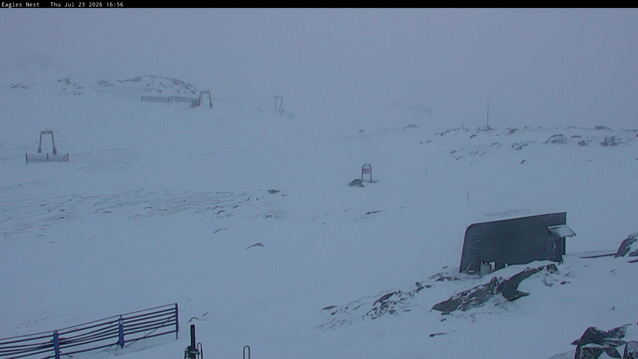 Thredbo Kosciuszko Walking Track snow cam captured at 23 July 2026 at 5:05 pm AEST