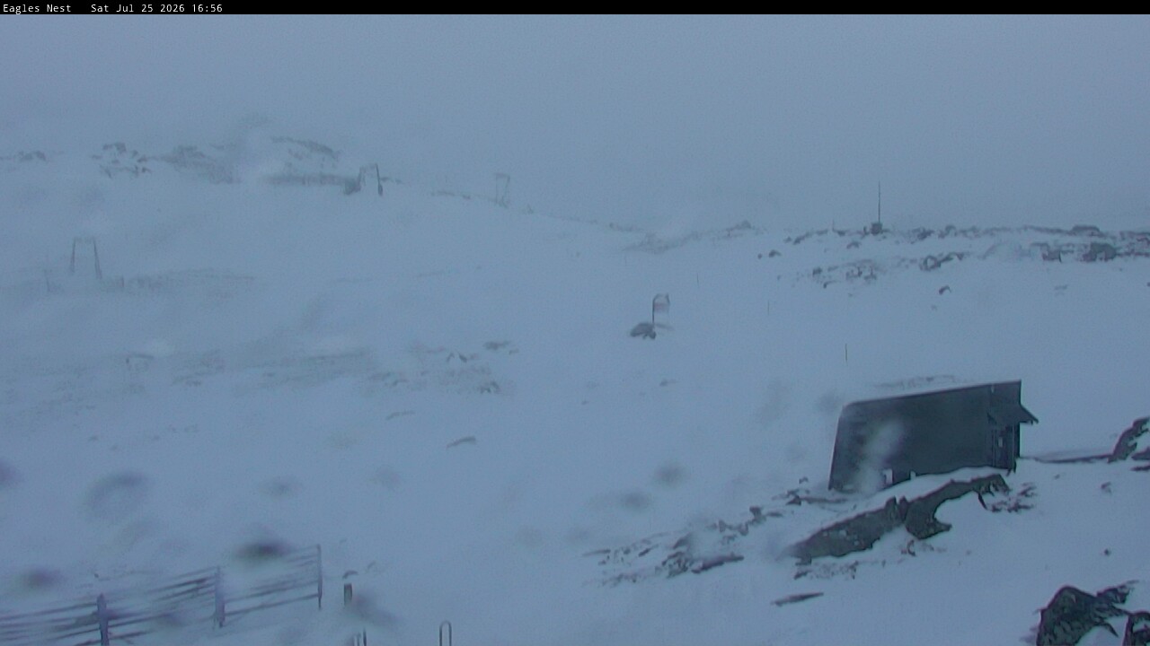 Thredbo Kosciuszko Walking Track snow cam captured at 25 July 2026 at 4:57 pm AEST