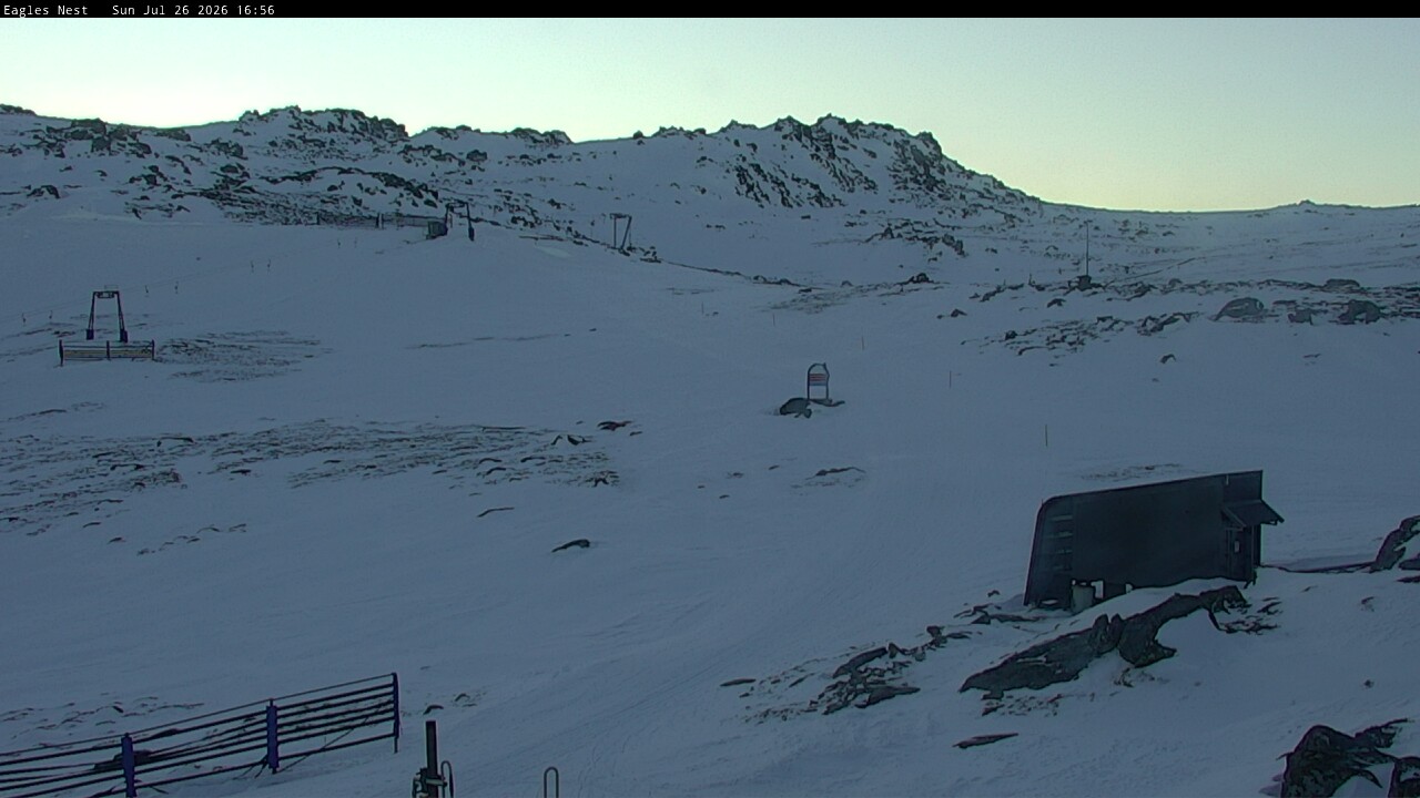 Thredbo Kosciuszko Walking Track snow cam captured at 26 July 2026 at 4:58 pm AEST