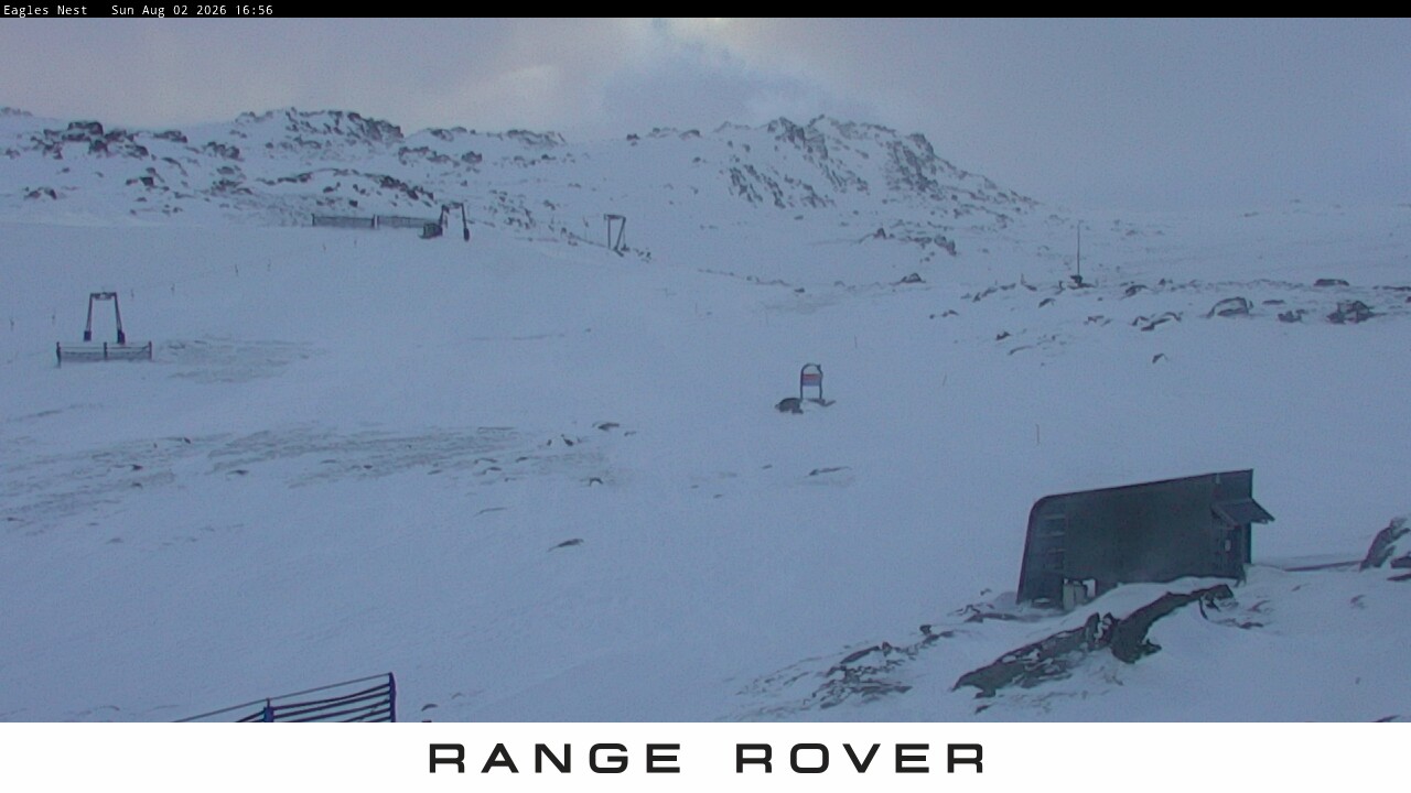 Thredbo Kosciuszko Walking Track snow cam captured at 2 August 2026 at 5:05 pm AEST