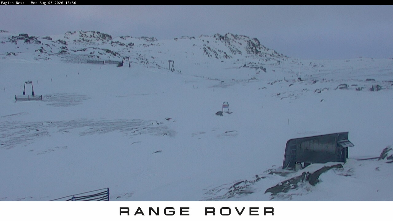 Thredbo Kosciuszko Walking Track snow cam captured at 3 August 2026 at 5:06 pm AEST