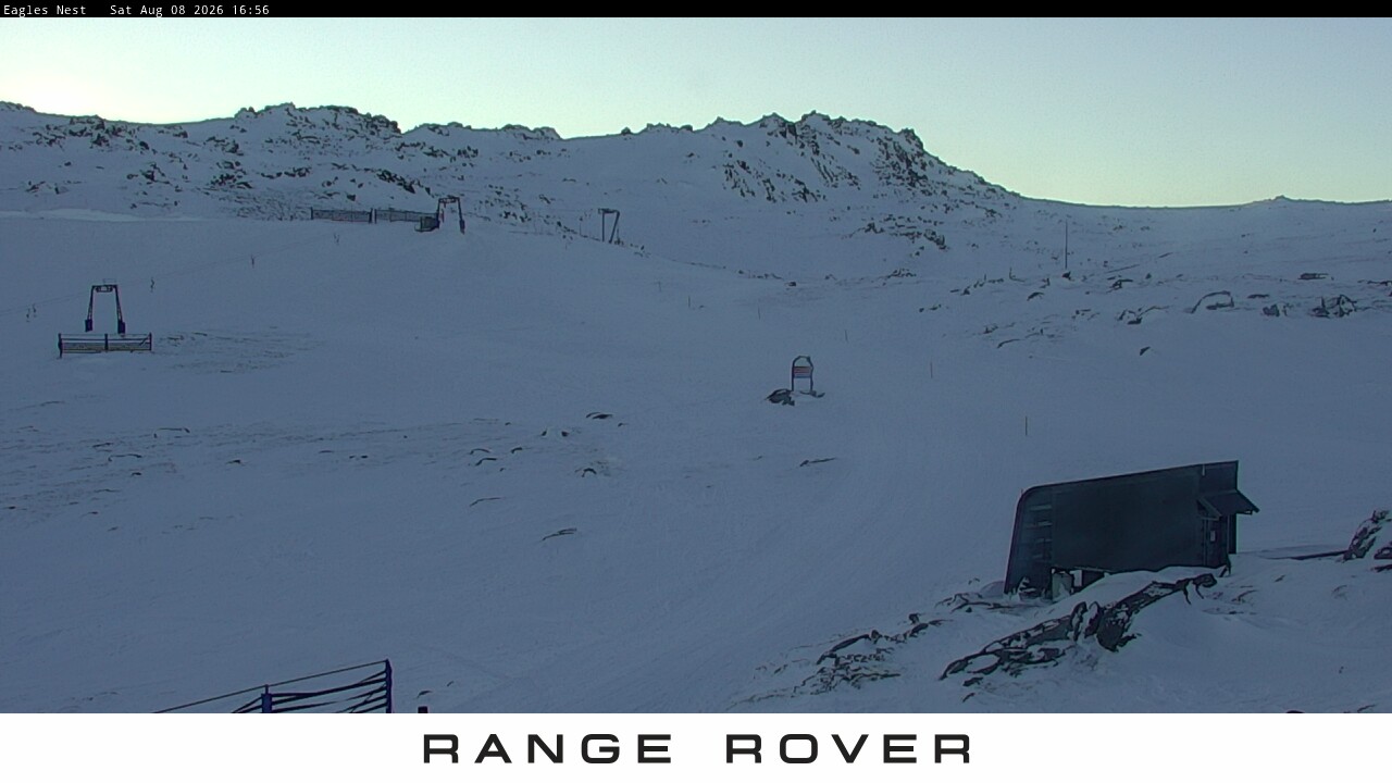 Thredbo Kosciuszko Walking Track snow cam captured at 8 August 2026 at 5:00 pm AEST