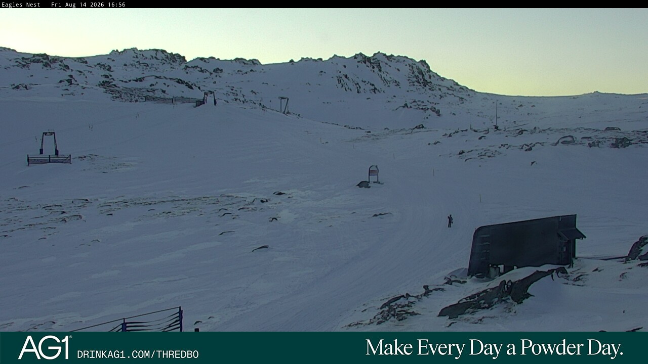 Thredbo Kosciuszko Walking Track snow cam captured at 14 August 2026 at 4:57 pm AEST