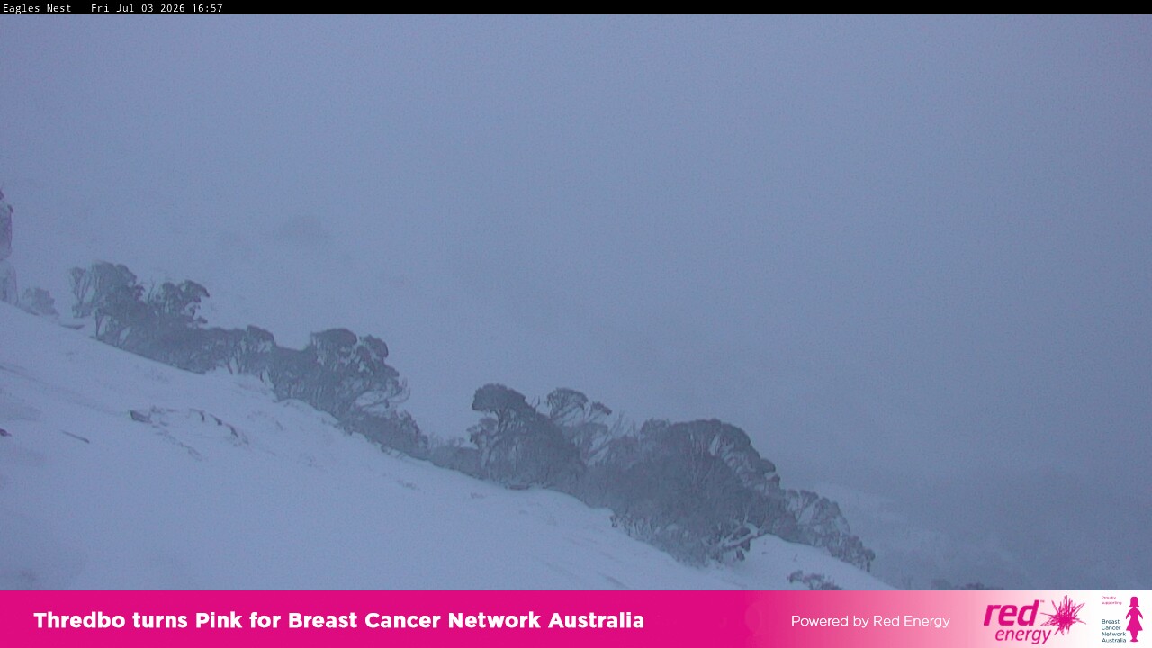 Thredbo Central Spur snow cam captured at 3 July 2026 at 5:07 pm AEST