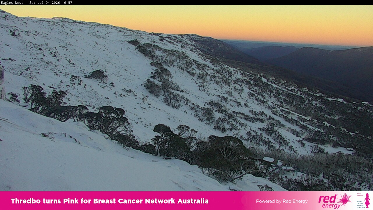 Thredbo Central Spur snow cam captured at 4 July 2026 at 5:07 pm AEST