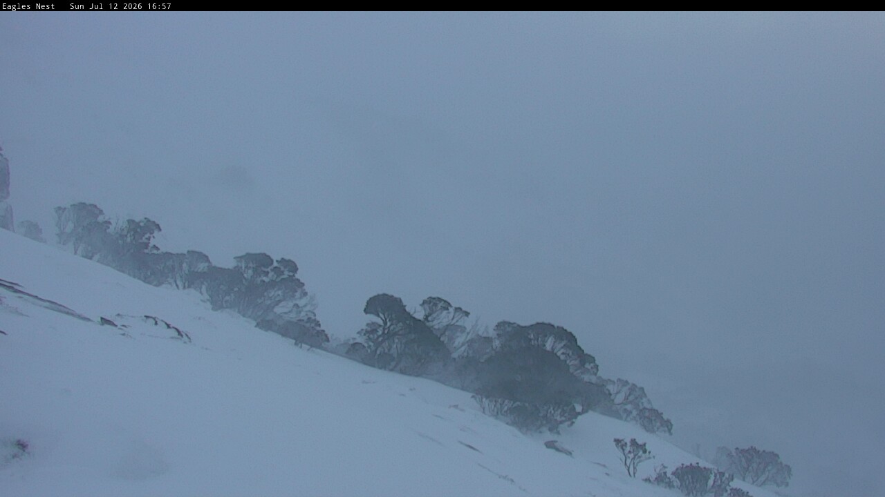 Thredbo Central Spur snow cam captured at 12 July 2026 at 5:03 pm AEST