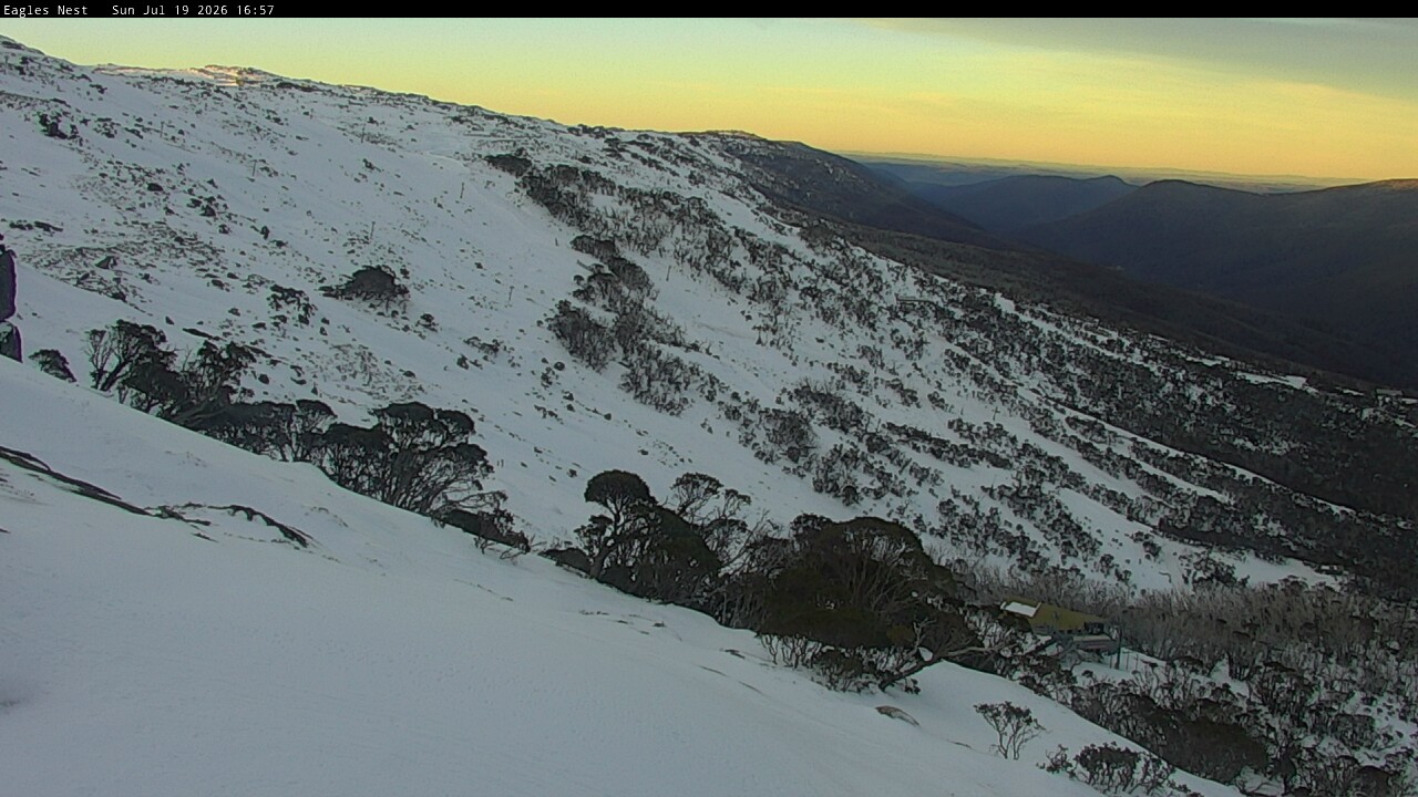 Thredbo Central Spur snow cam captured at 19 July 2026 at 5:00 pm AEST