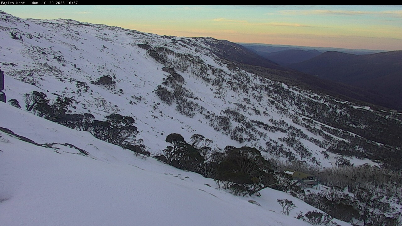 Thredbo Central Spur snow cam captured at 20 July 2026 at 5:01 pm AEST