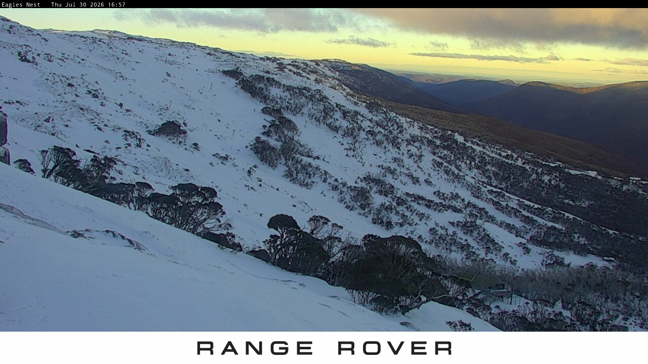 Thredbo Central Spur snow cam captured at 30 July 2026 at 5:01 pm AEST