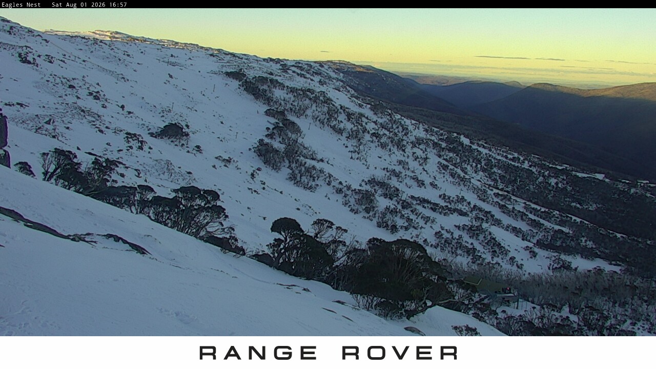 Thredbo Central Spur snow cam captured at 1 August 2026 at 4:57 pm AEST
