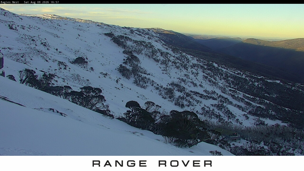 Thredbo Central Spur snow cam captured at 8 August 2026 at 5:00 pm AEST