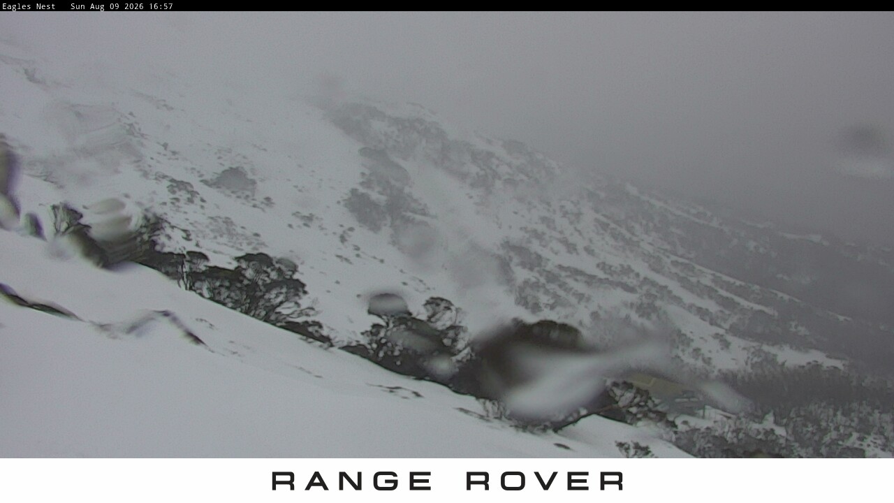 Thredbo Central Spur snow cam captured at 9 August 2026 at 5:01 pm AEST