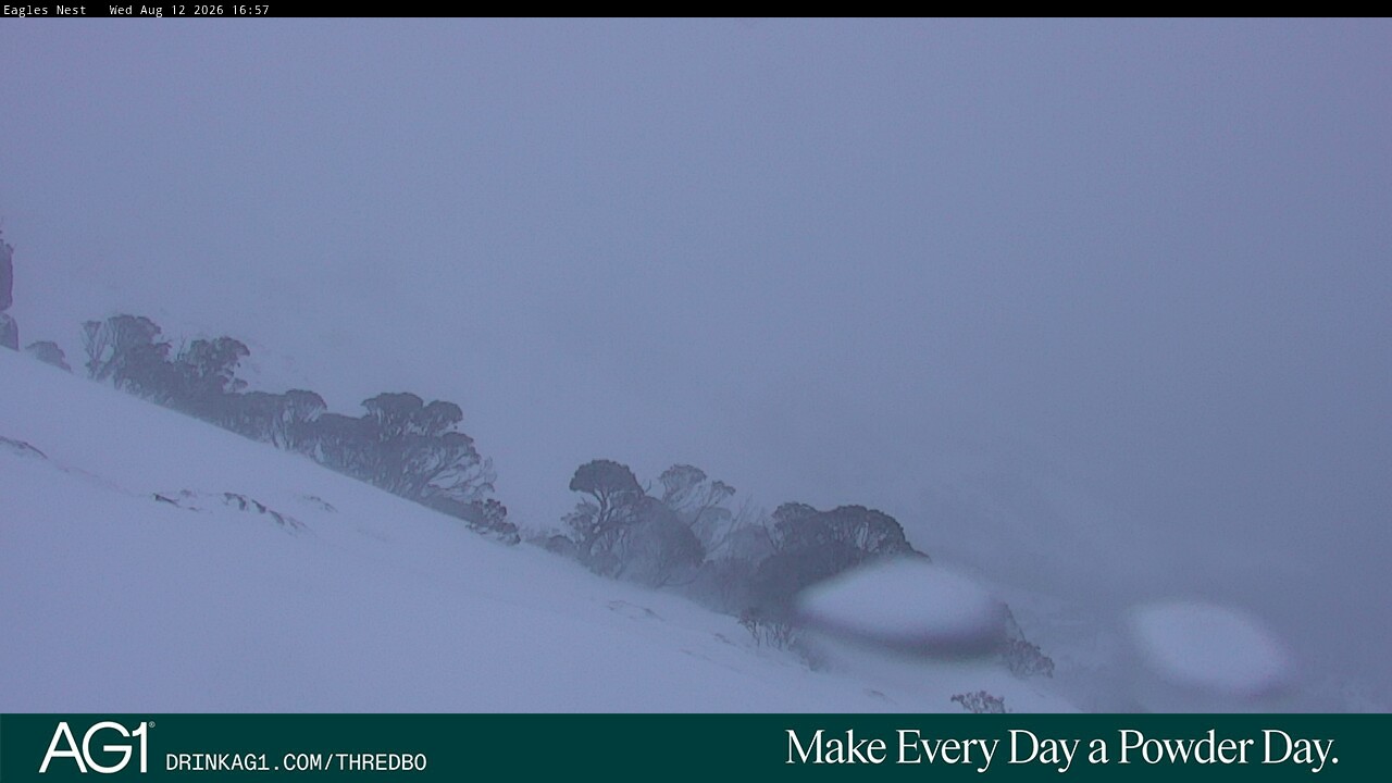 Thredbo Central Spur snow cam captured at 12 August 2026 at 5:06 pm AEST