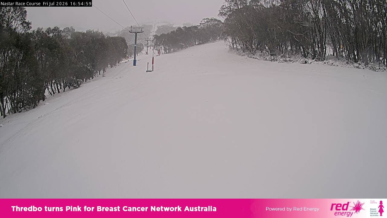 Thredbo Mid-Mountain snow cam captured at 3 July 2026 at 4:56 pm AEST
