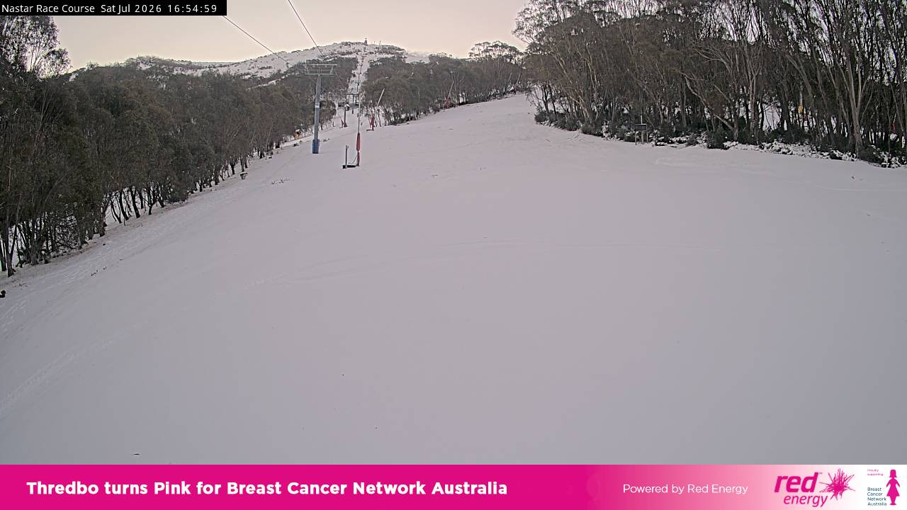 Thredbo Mid-Mountain snow cam captured at 4 July 2026 at 4:57 pm AEST