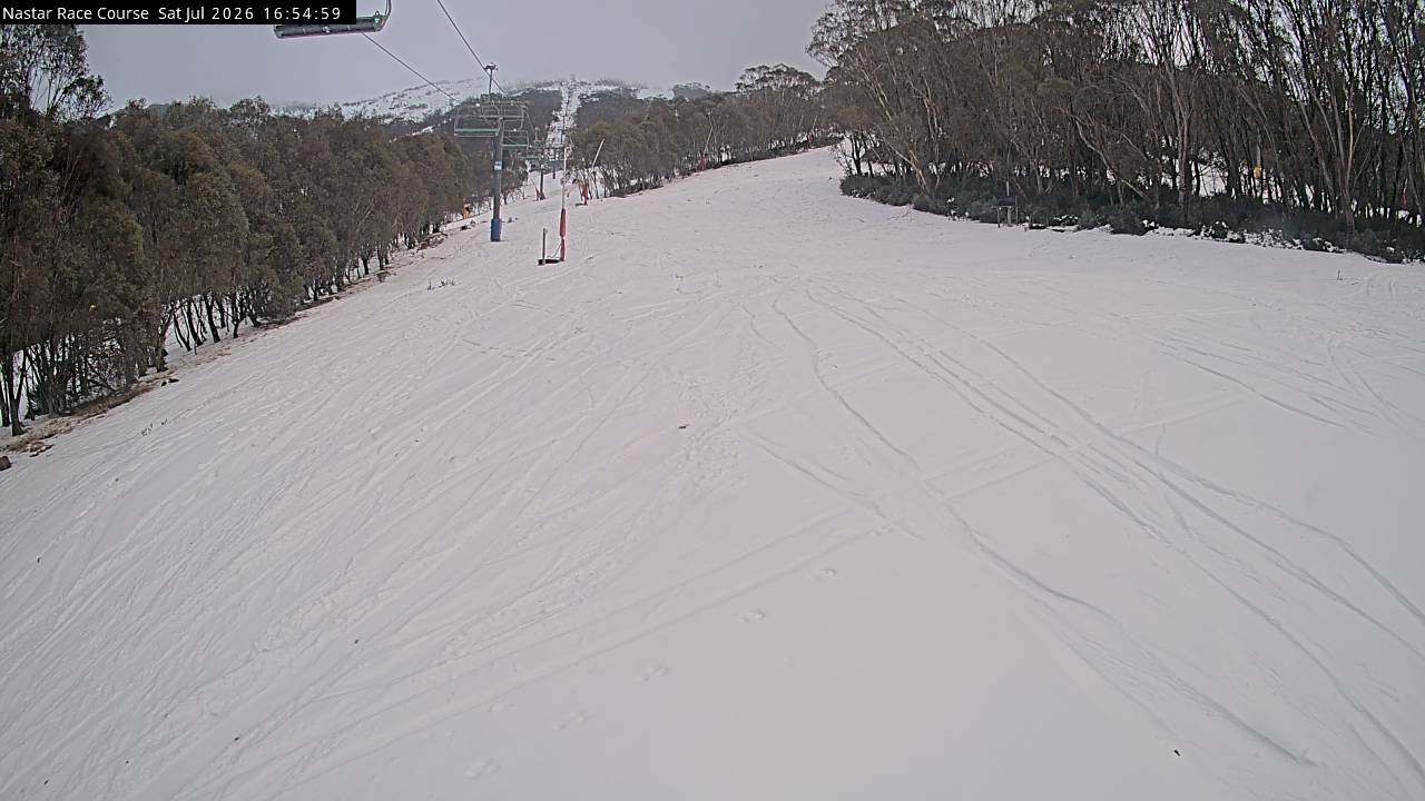 Thredbo Mid-Mountain snow cam captured at 11 July 2026 at 5:04 pm AEST