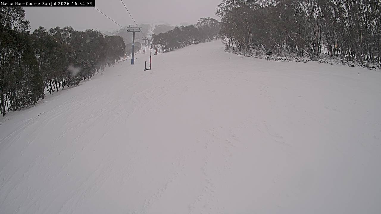 Thredbo Mid-Mountain snow cam captured at 12 July 2026 at 5:04 pm AEST