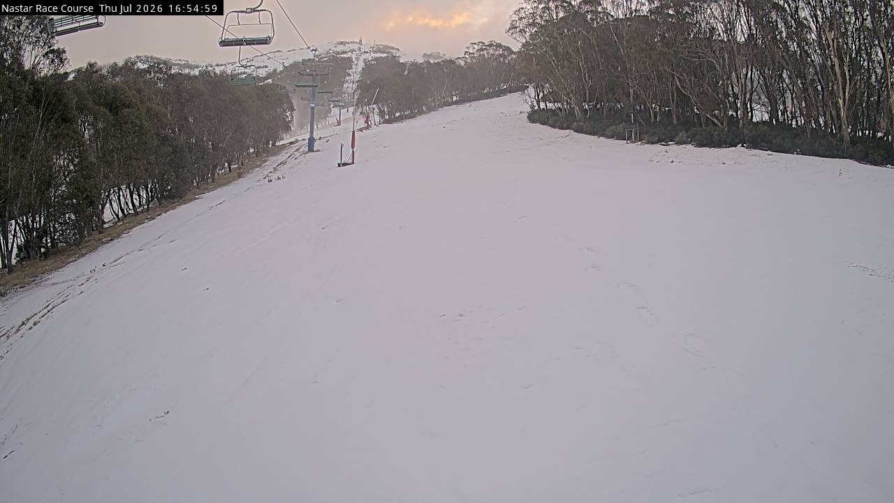 Thredbo Mid-Mountain snow cam captured at 23 July 2026 at 5:05 pm AEST