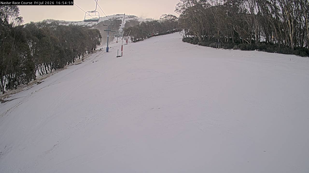 Thredbo Mid-Mountain snow cam captured at 24 July 2026 at 4:55 pm AEST