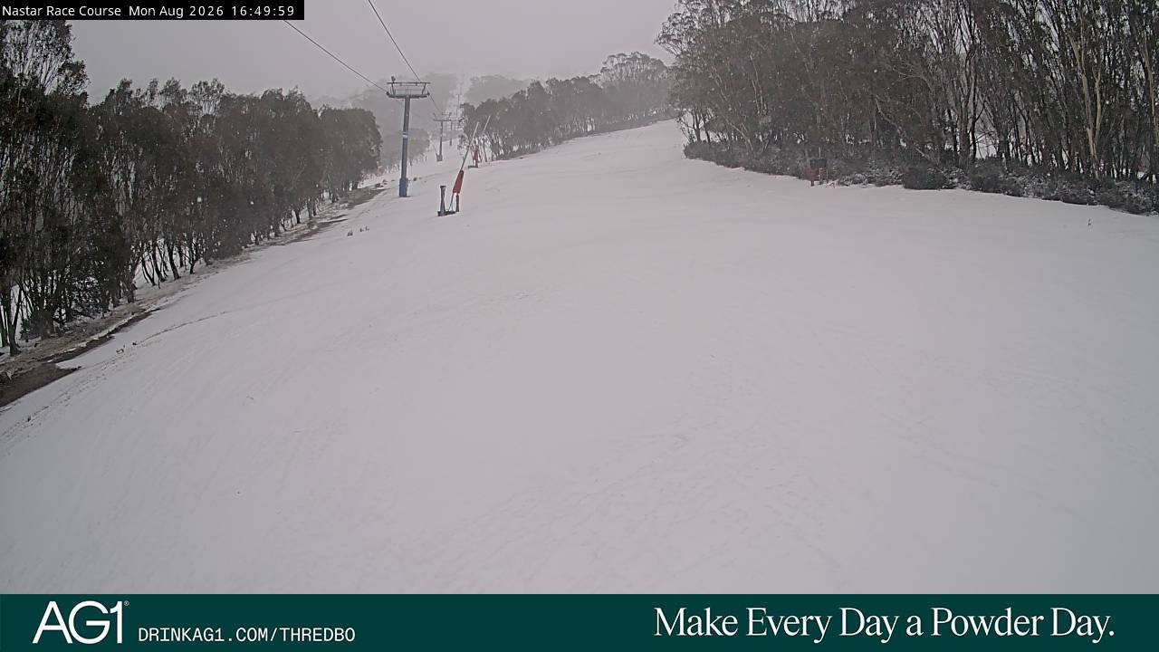 Thredbo Mid-Mountain snow cam captured at 10 August 2026 at 4:59 pm AEST