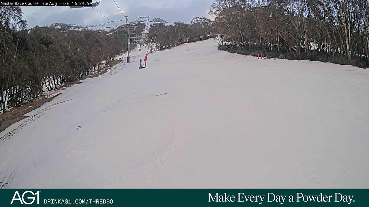 Thredbo Mid-Mountain snow cam captured at 11 August 2026 at 5:00 pm AEST