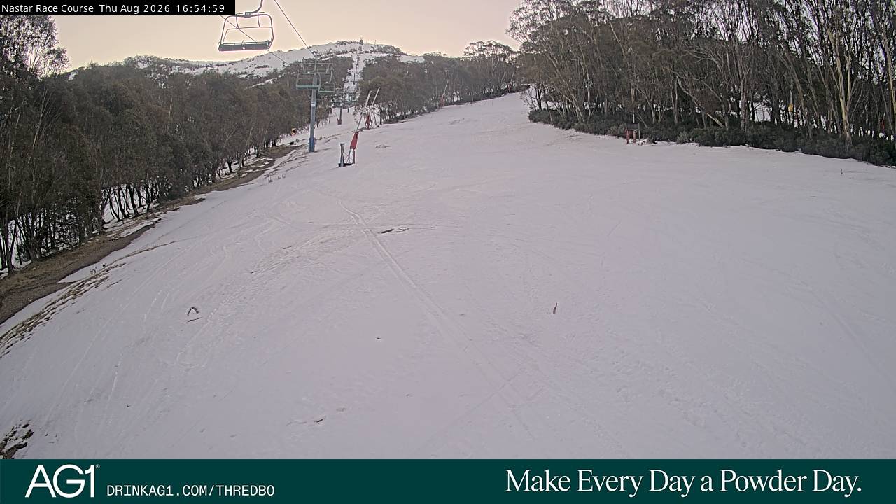 Thredbo Mid-Mountain snow cam captured at 13 August 2026 at 4:56 pm AEST