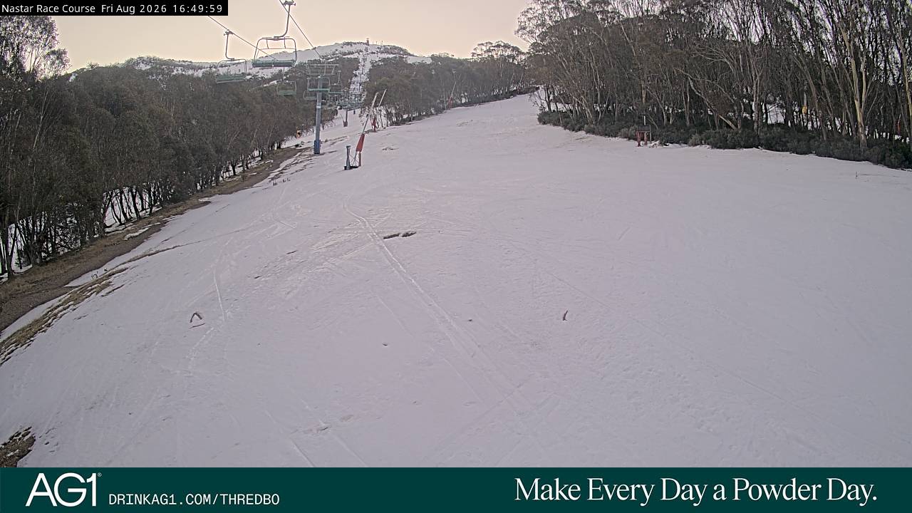 Thredbo Mid-Mountain snow cam captured at 14 August 2026 at 4:57 pm AEST