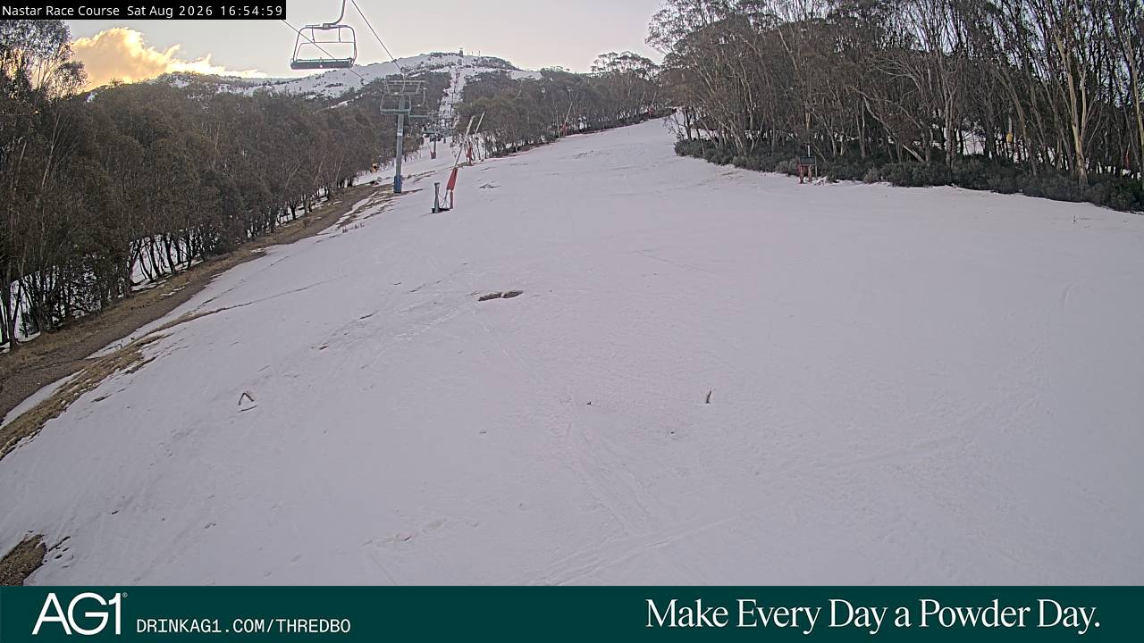 Thredbo Mid-Mountain snow cam captured at 15 August 2026 at 4:58 pm AEST