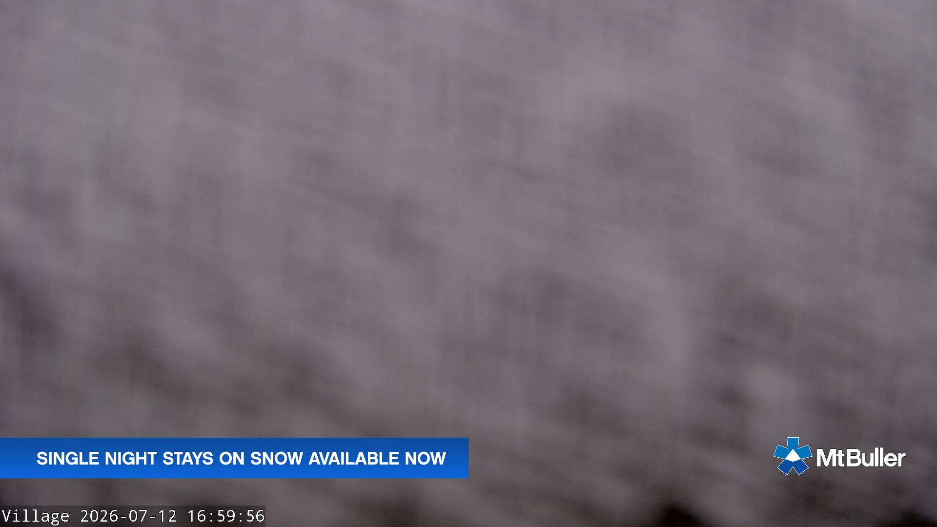 Mt Buller Village snow cam captured at 12 July 2026 at 5:03 pm AEST
