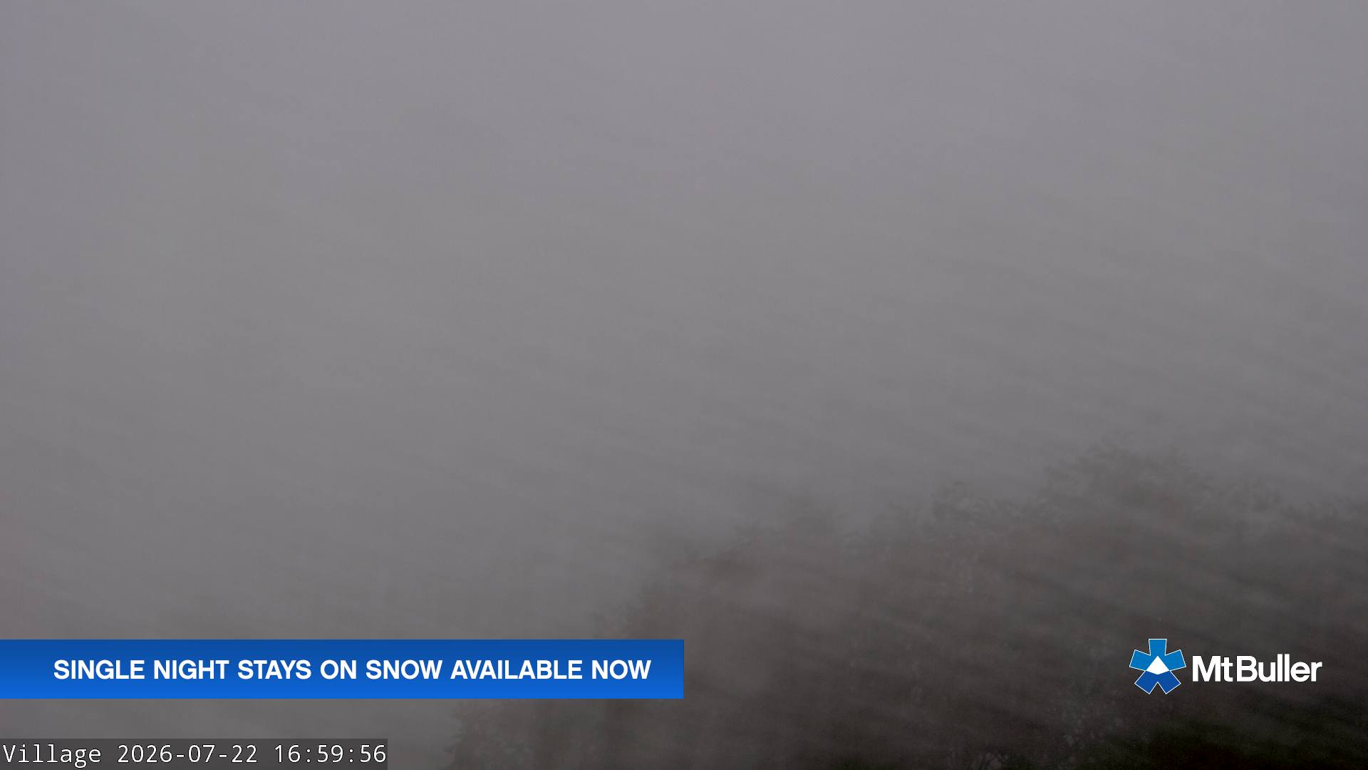 Mt Buller Village snow cam captured at 22 July 2026 at 5:03 pm AEST
