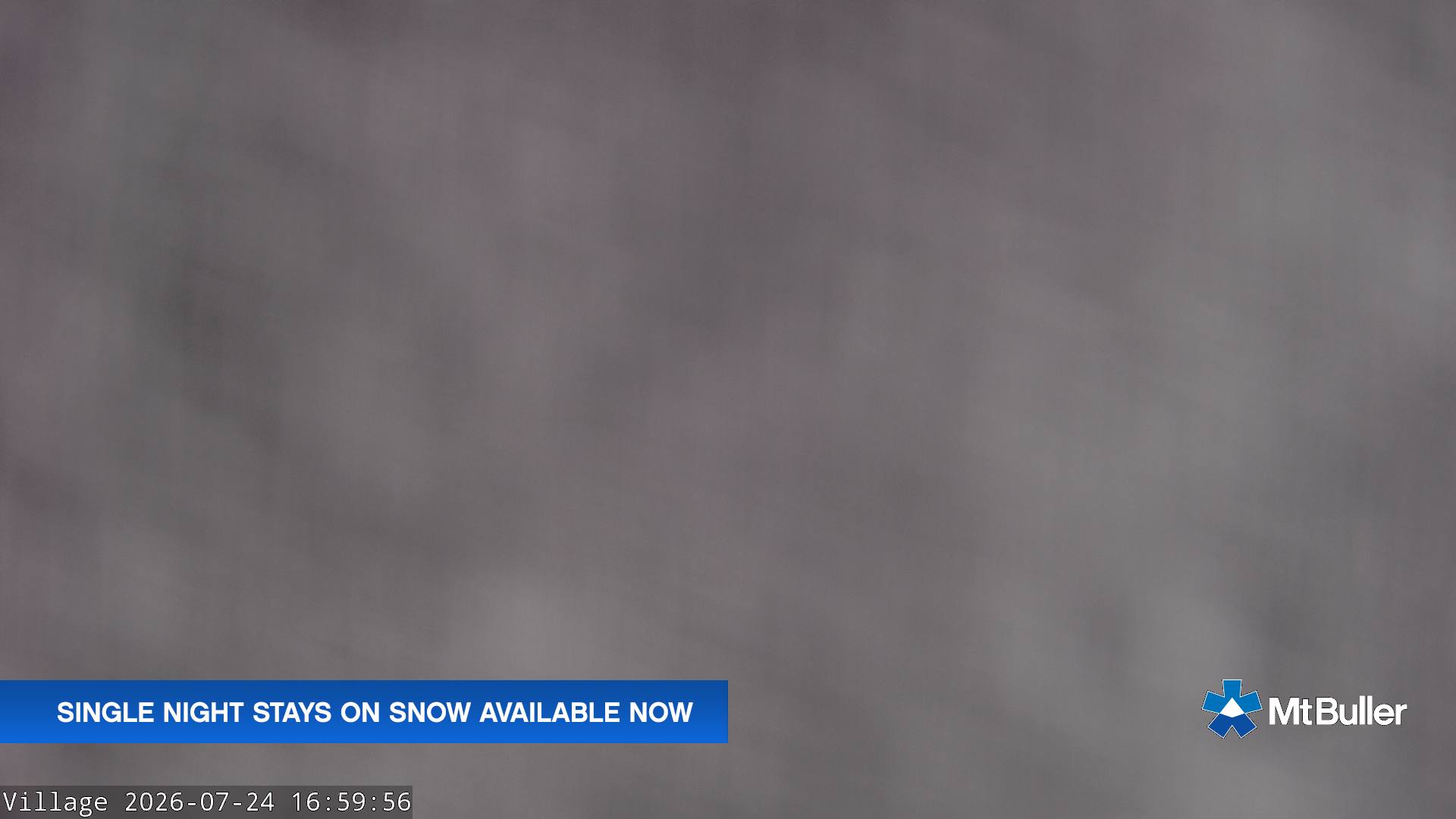 Mt Buller Village snow cam captured at 24 July 2026 at 5:06 pm AEST