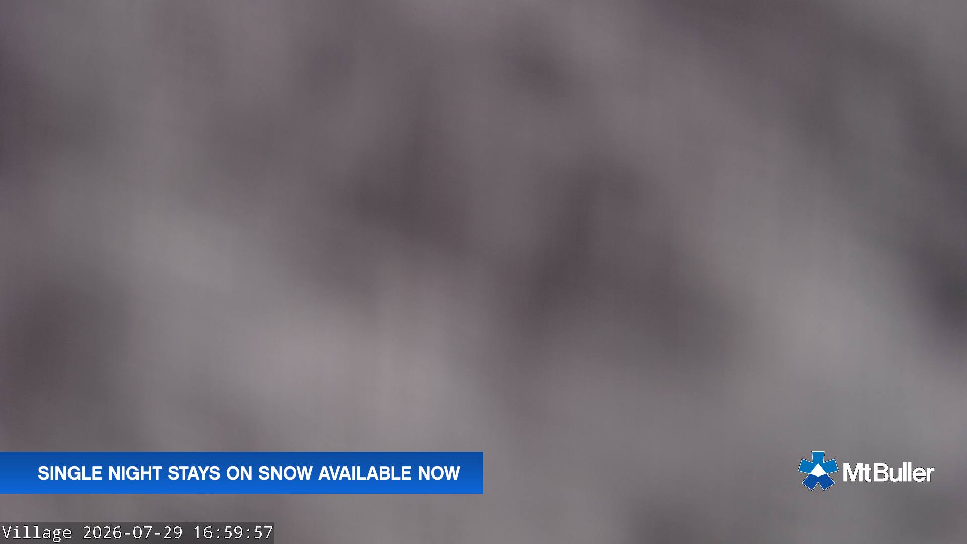Mt Buller Village snow cam captured at 29 July 2026 at 5:00 pm AEST