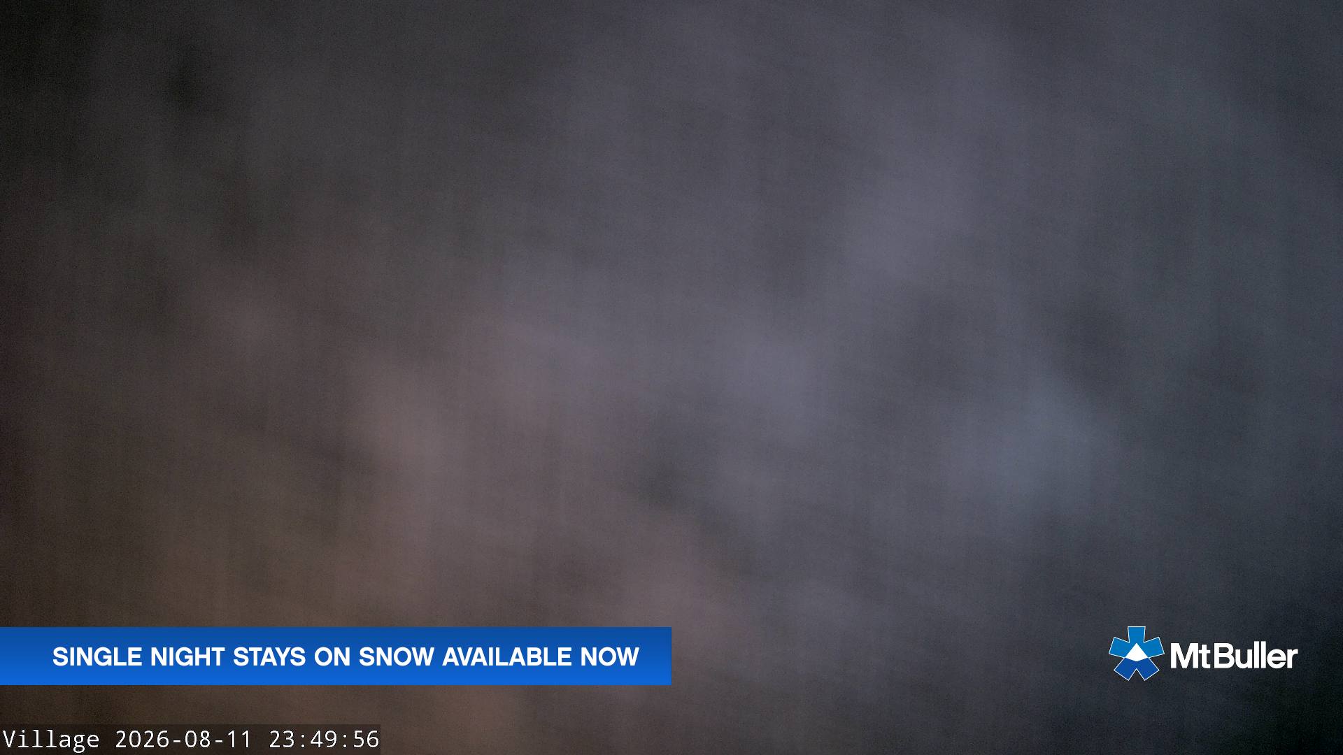Mt Buller Village snow cam captured at 11 August 2026 at 11:51 pm AEST