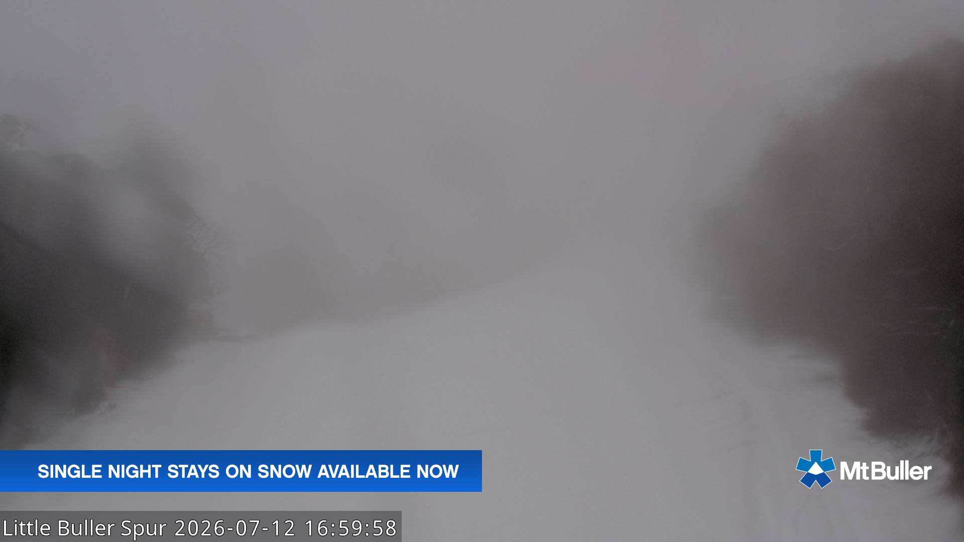 Mt Buller Little Buller Spur snow cam captured at 12 July 2026 at 5:03 pm AEST
