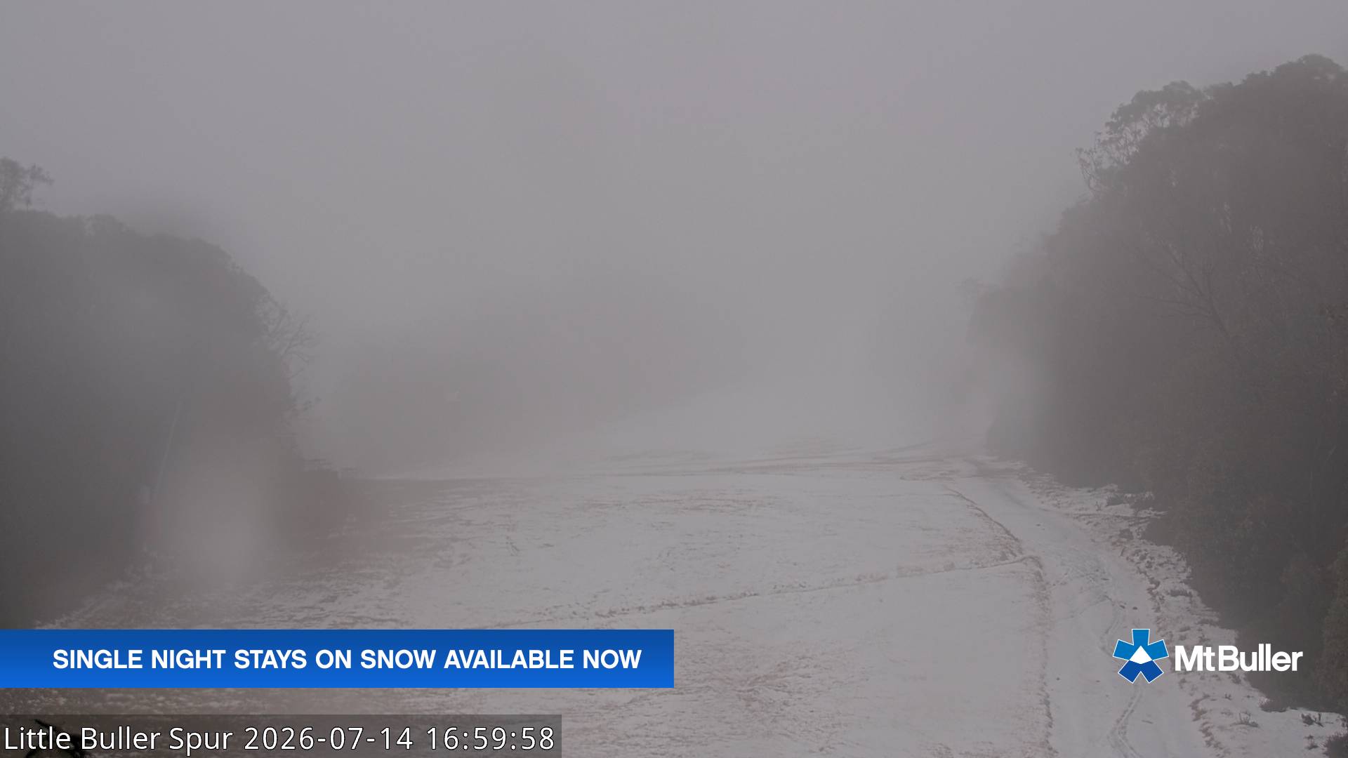 Mt Buller Little Buller Spur snow cam captured at 14 July 2026 at 5:06 pm AEST