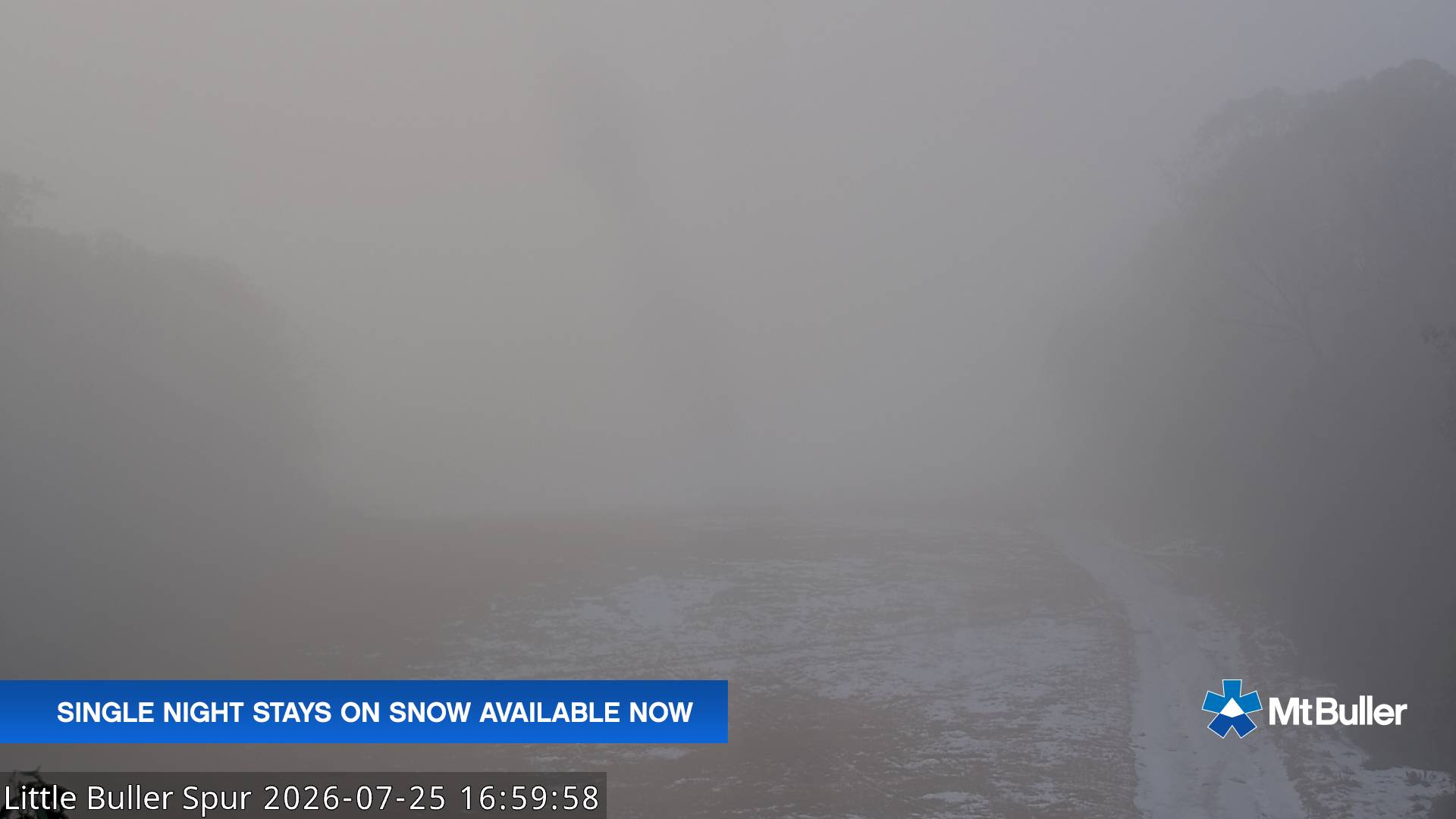 Mt Buller Little Buller Spur snow cam captured at 25 July 2026 at 5:07 pm AEST