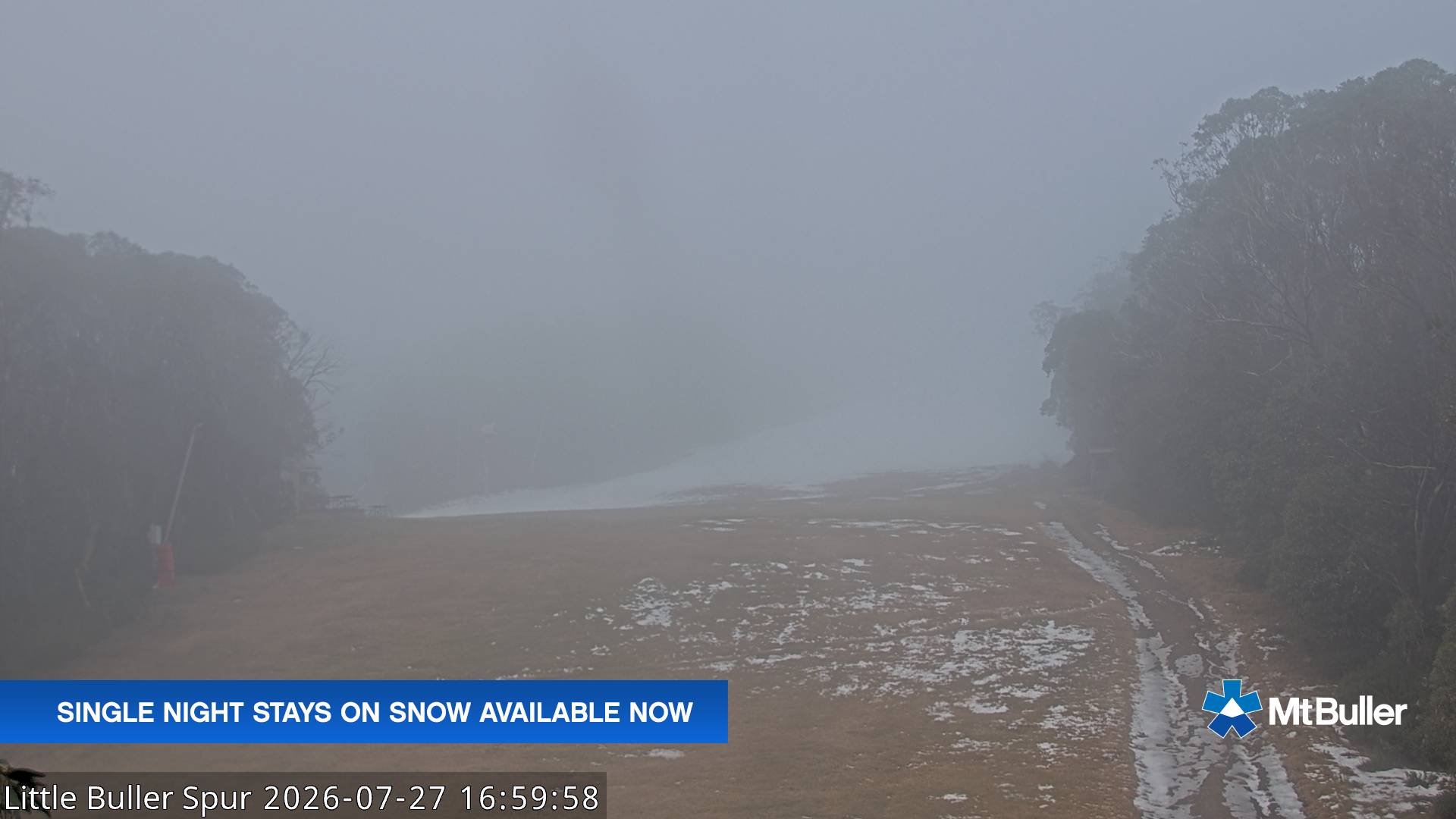 Mt Buller Little Buller Spur snow cam captured at 27 July 2026 at 5:09 pm AEST