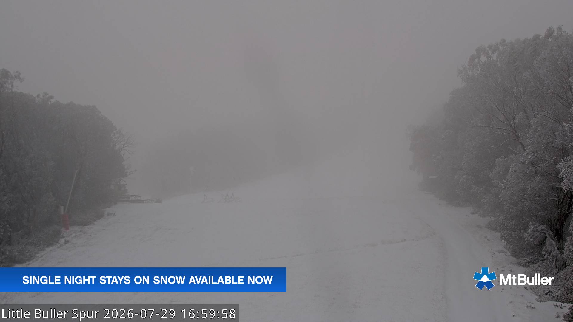 Mt Buller Little Buller Spur snow cam captured at 29 July 2026 at 5:00 pm AEST