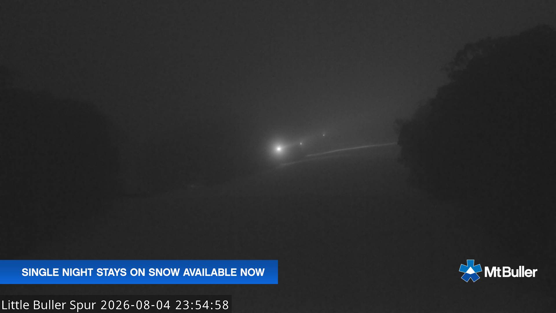 Mt Buller Little Buller Spur snow cam captured at 4 August 2026 at 11:58 pm AEST
