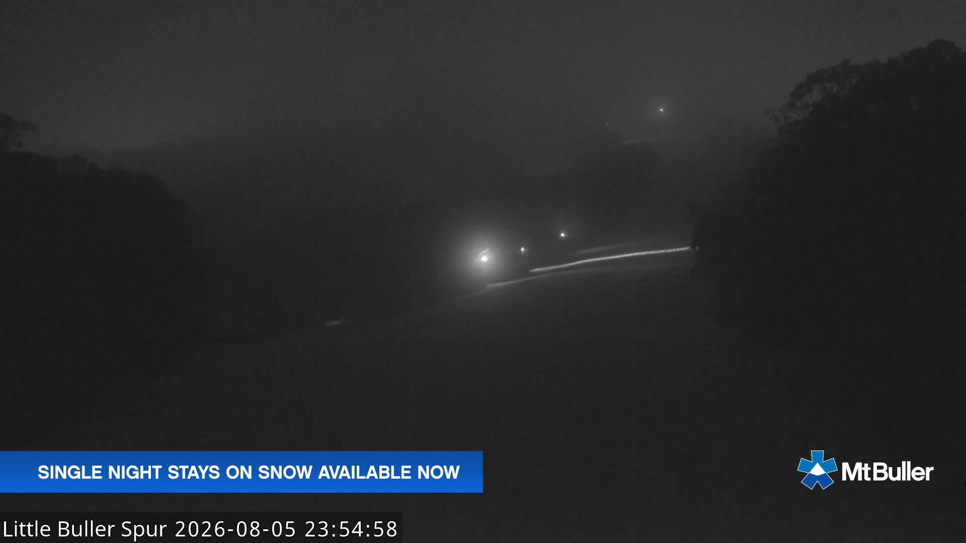 Mt Buller Little Buller Spur snow cam captured at 5 August 2026 at 11:59 pm AEST