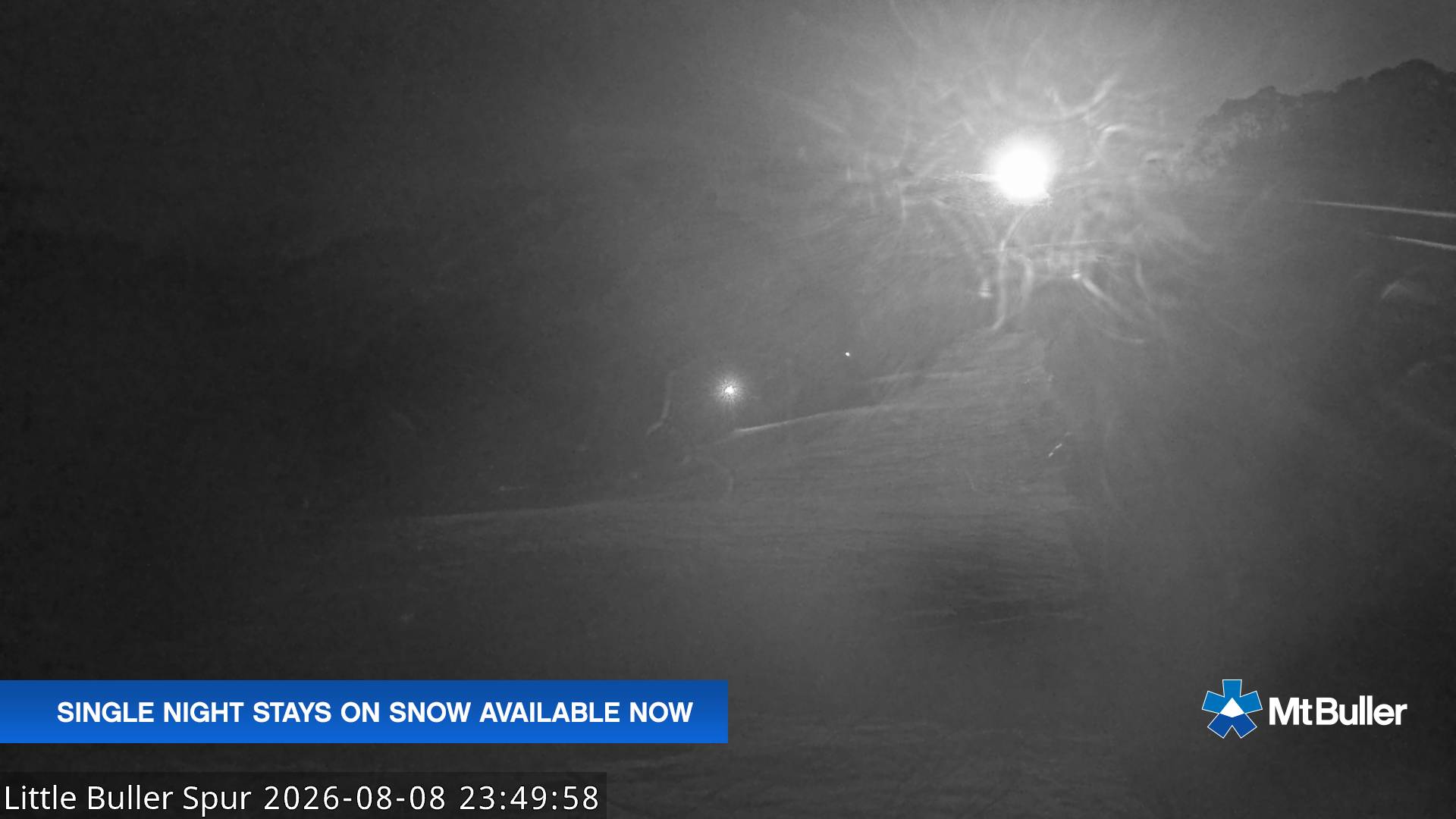 Mt Buller Little Buller Spur snow cam captured at 8 August 2026 at 11:51 pm AEST