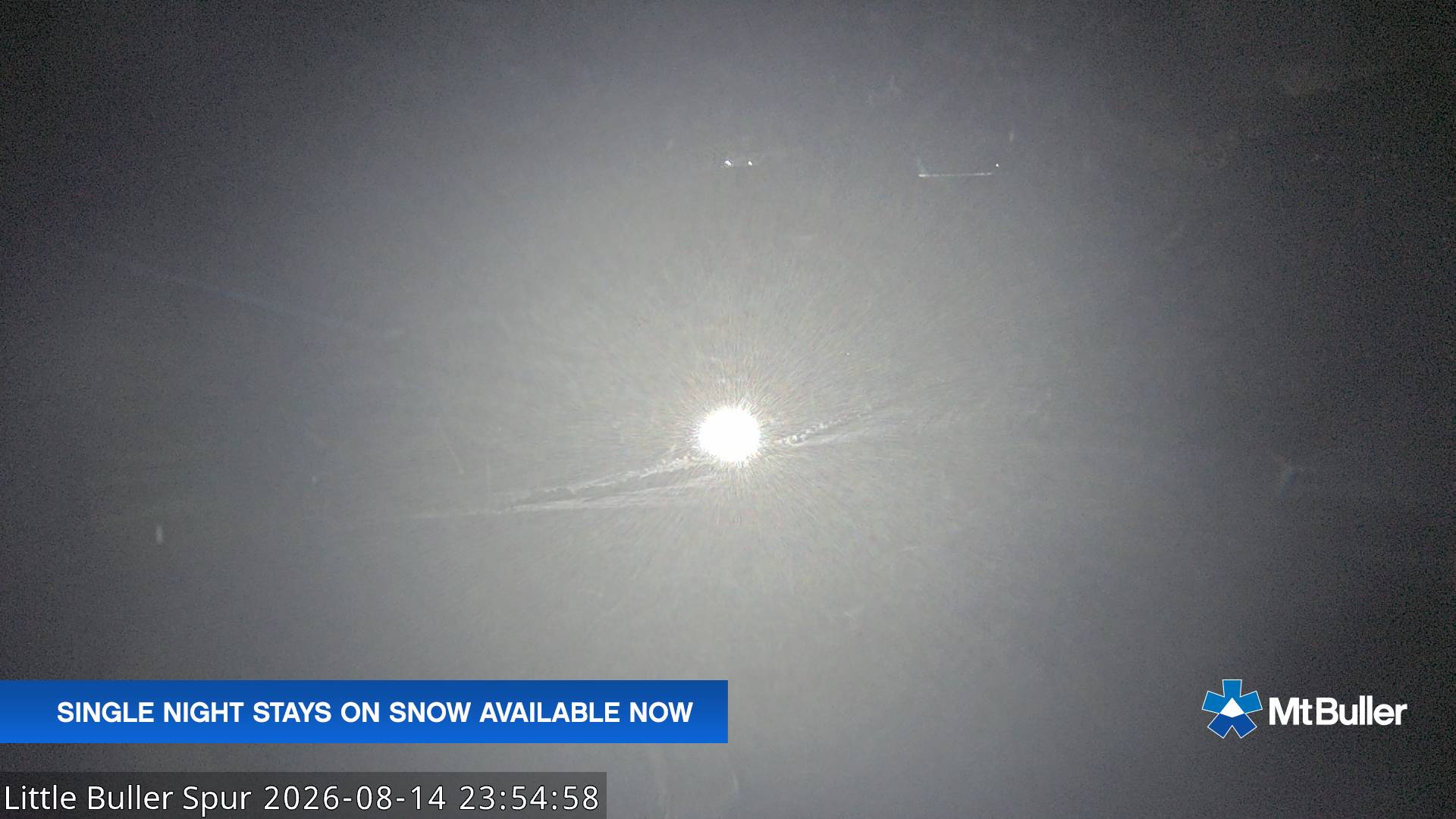 Mt Buller Little Buller Spur snow cam captured at 14 August 2026 at 11:58 pm AEST