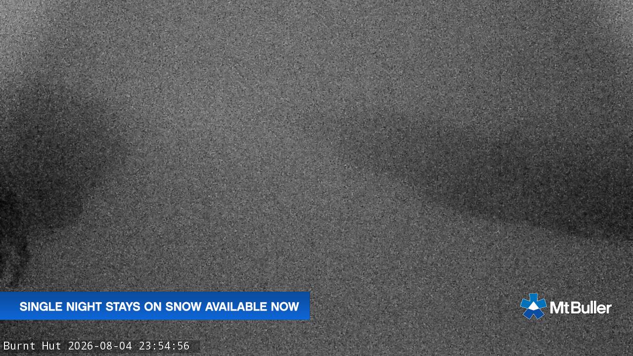 Mt Buller Burnt Hut snow cam captured at 4 August 2026 at 11:59 pm AEST