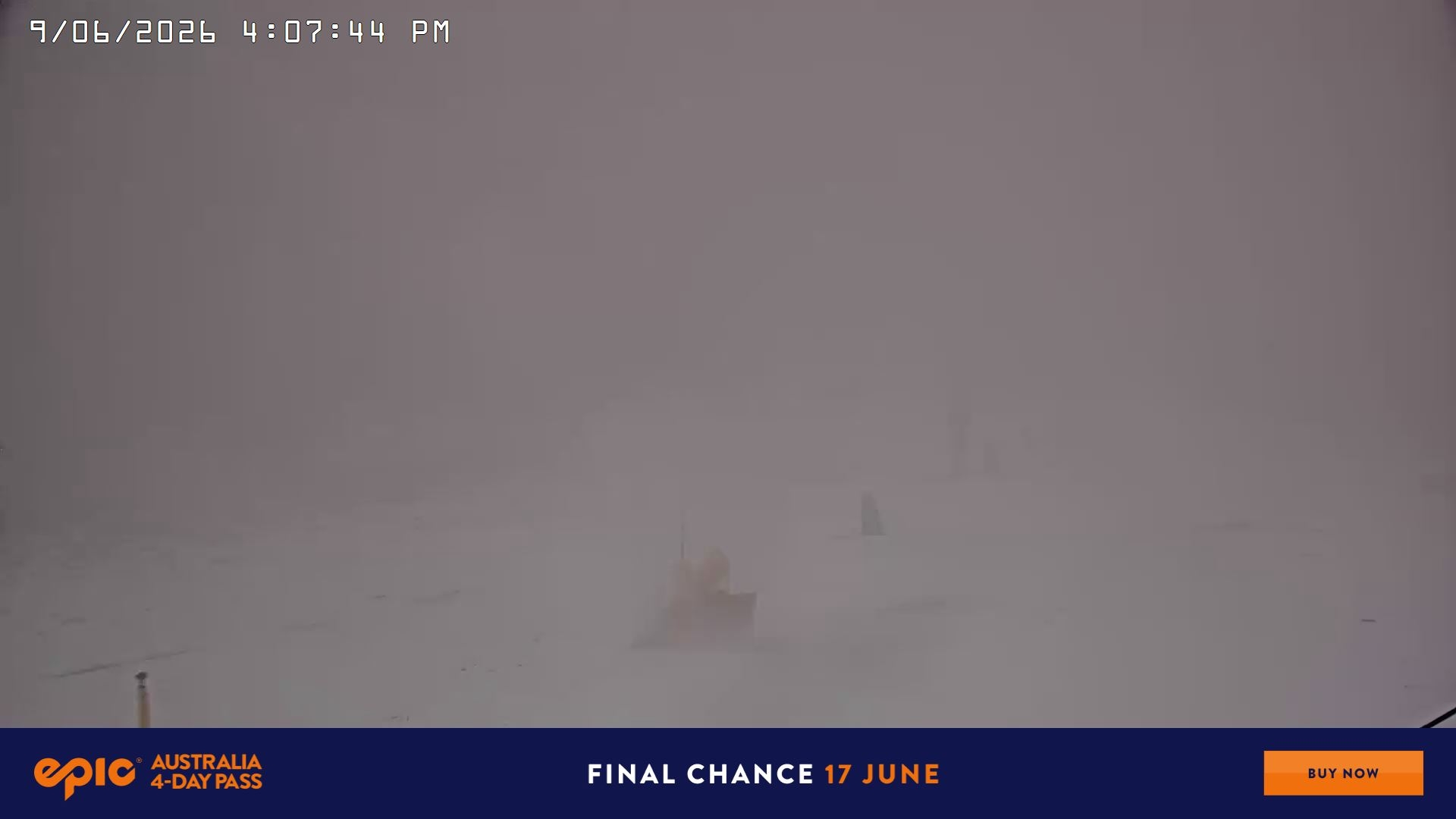 Falls Creek Drovers Dream Lake View snow cam captured at 9 June 2026, 6:10 am