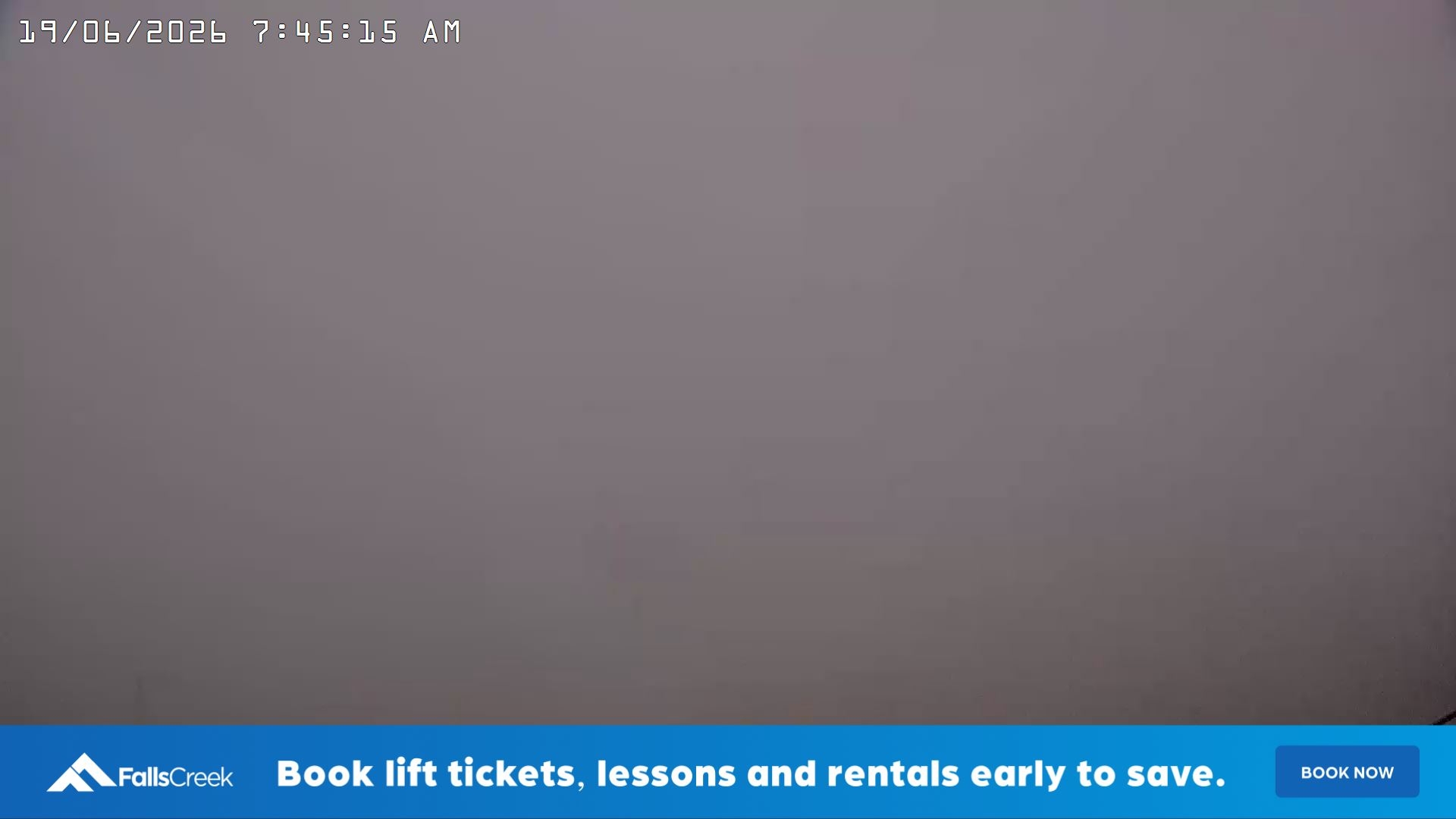 Falls Creek Drovers Dream Lake View snow cam captured at 18 June 2026, 9:55 pm