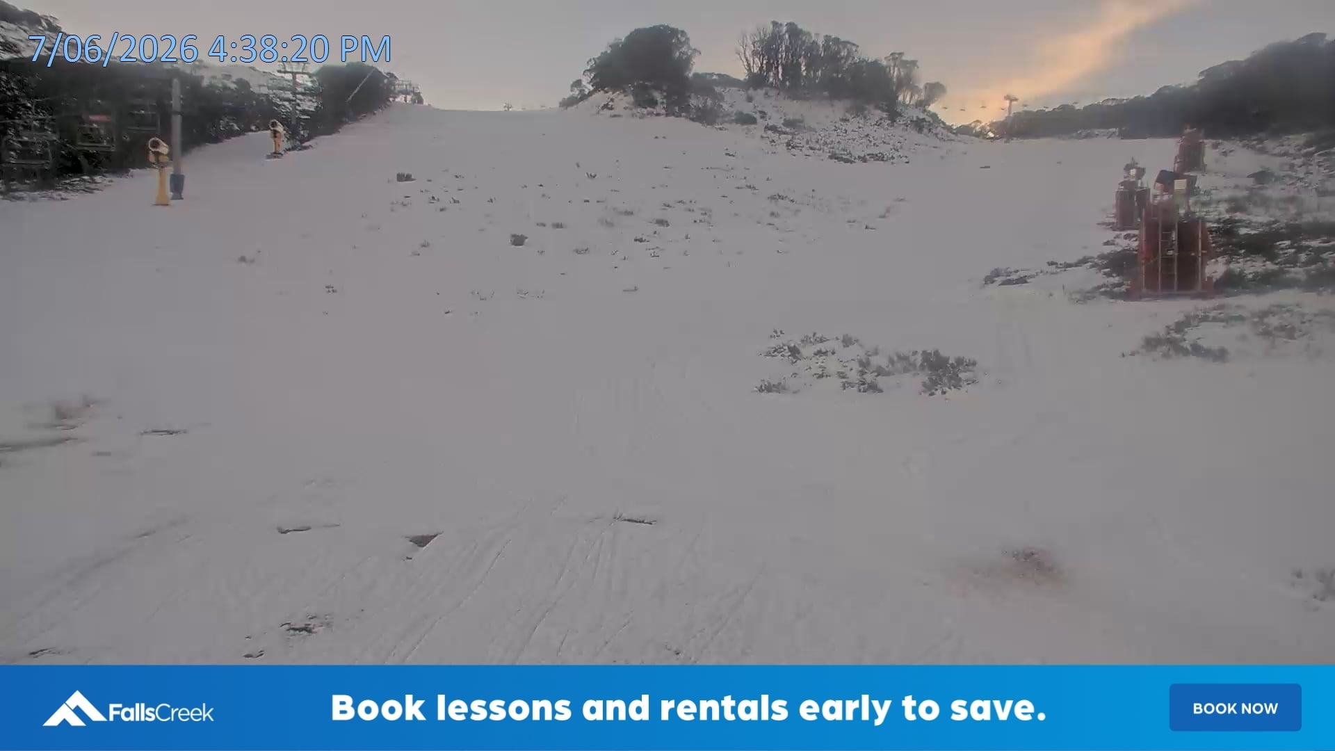 Falls Creek Towers snow cam captured at 7 June 2026, 6:45 am