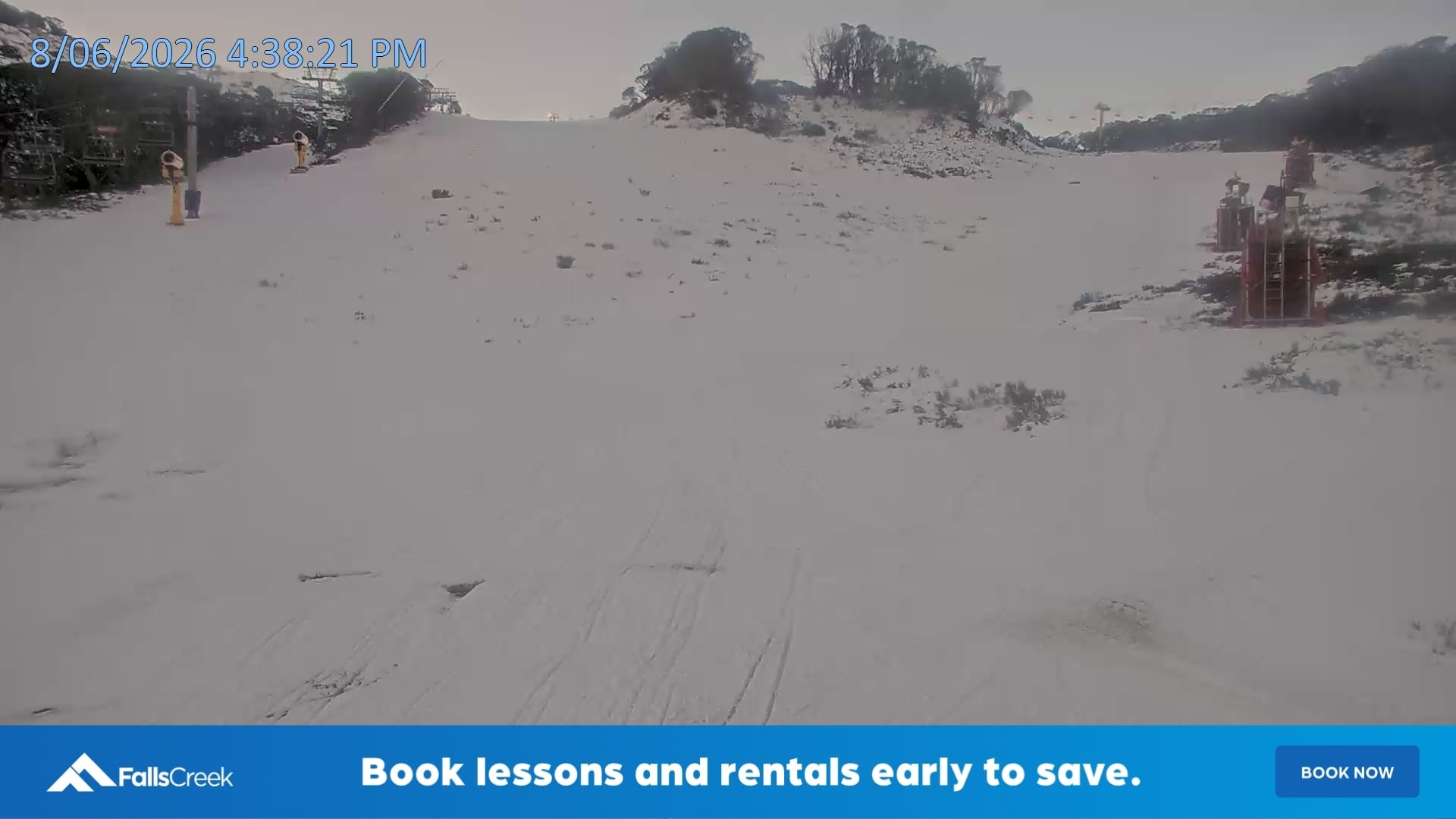 Falls Creek Towers snow cam captured at 8 June 2026, 6:41 am
